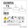 8 valandų degimo arbatinės žvakės Ø 40 mm - 75 vnt. - Olympia