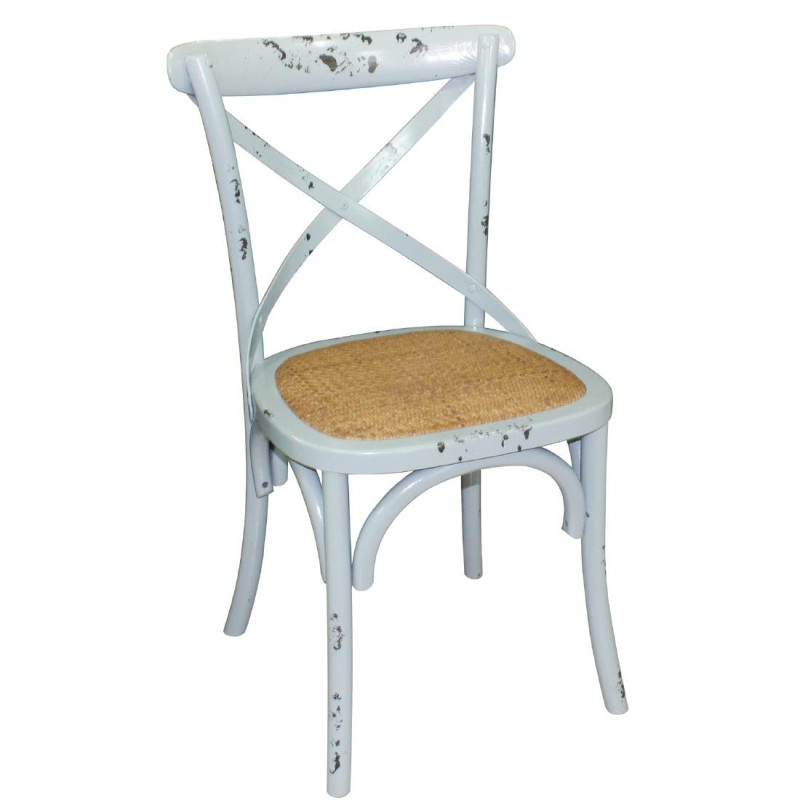 Chaises En Bois Patiné Avec Dossier Croisé - Bleues - Bolero - Fourniresto Chaises En Bois Patiné Avec Dossier Croisé - Bleues - Bolero - Fourniresto