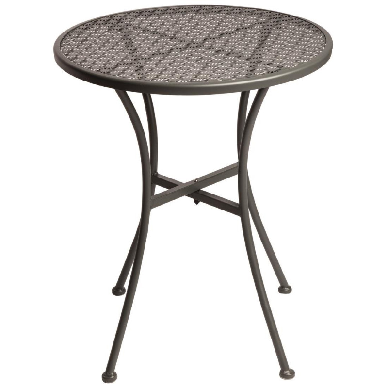 Table Bistro Ronde En Acier Ajouré Grise - 600 mm - Bolero - Fourniresto Table Bistro Ronde En Acier Ajouré Grise - 600 mm - Bolero - Fourniresto