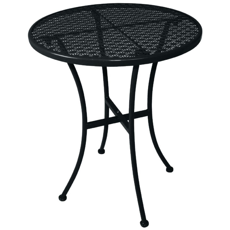 Round Perforated Steel Bistro Table - Black - 600mm - Bolero - Fourniresto Round Perforated Steel Bistro Table - Black - 600mm - Bolero - Fourniresto