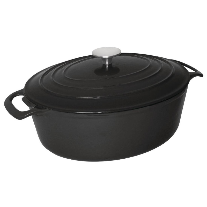 Large Black Oval Casserole Dish - 6L - Vogue Large Black Oval Casserole Dish - 6L - Vogue