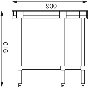 Kampo stalas iš nerūdijančio plieno L formos 900 x 700 mm - Vogue