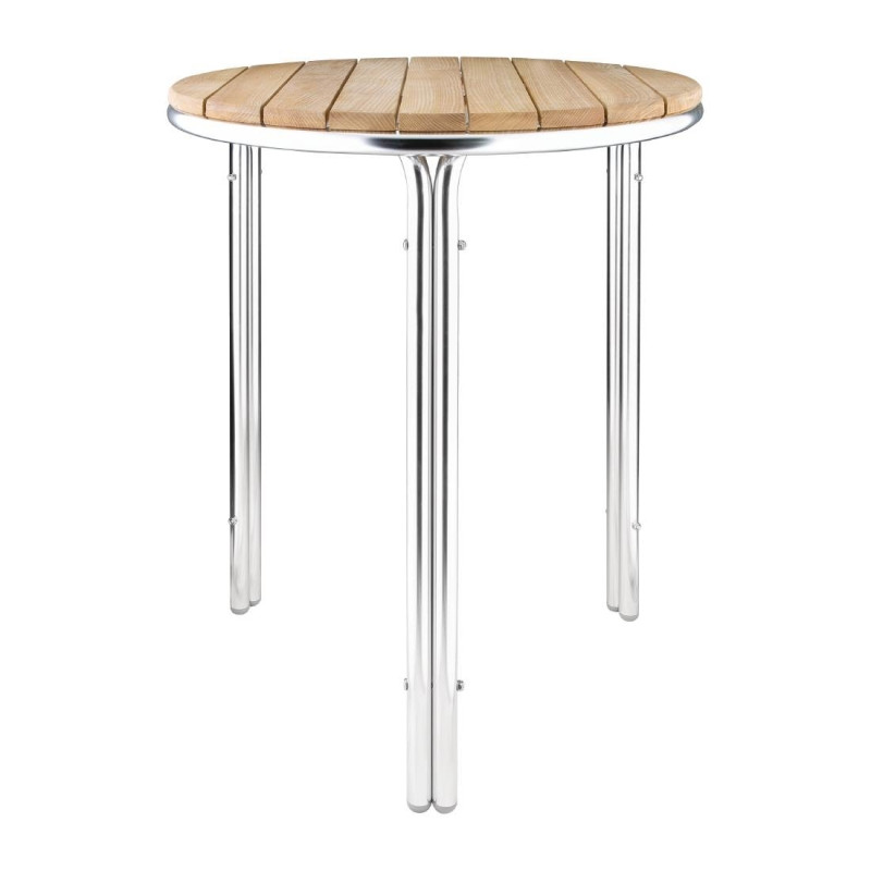 Round table in ash and aluminum 600mm - Bolero - Fourniresto Round table in ash and aluminum 600mm - Bolero - Fourniresto