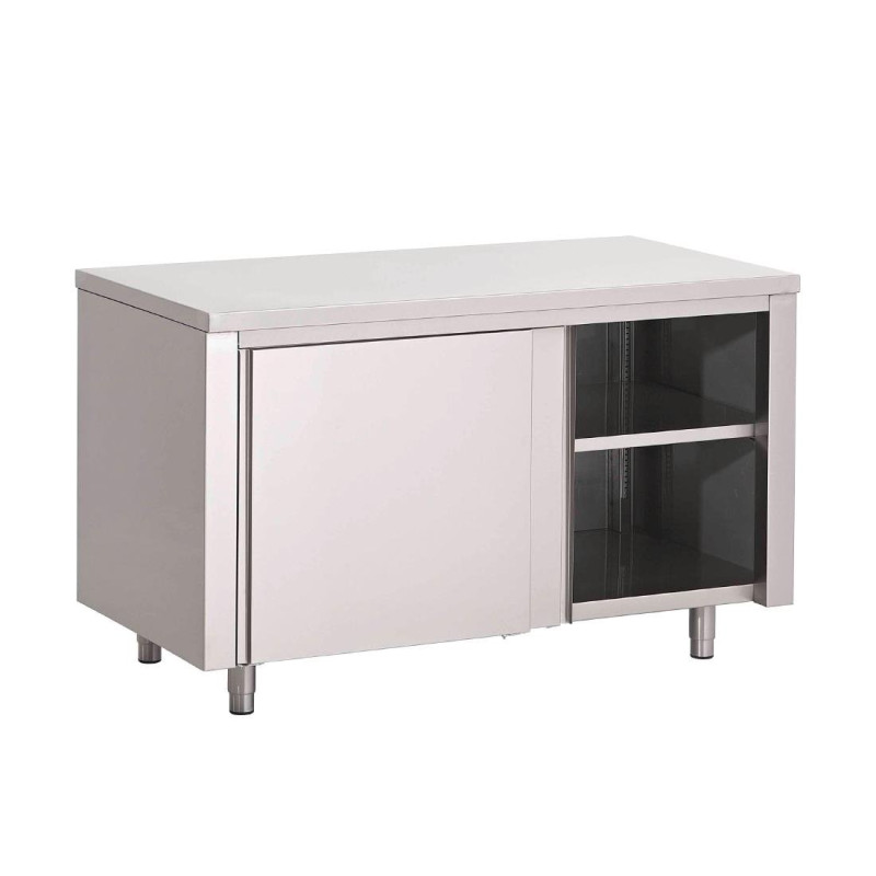 Meuble en Inox Avec Portes Coulissantes-L 1400 x P 700 mm - Gastro M Meuble en Inox Avec Portes Coulissantes-L 1400 x P 700 mm - Gastro M