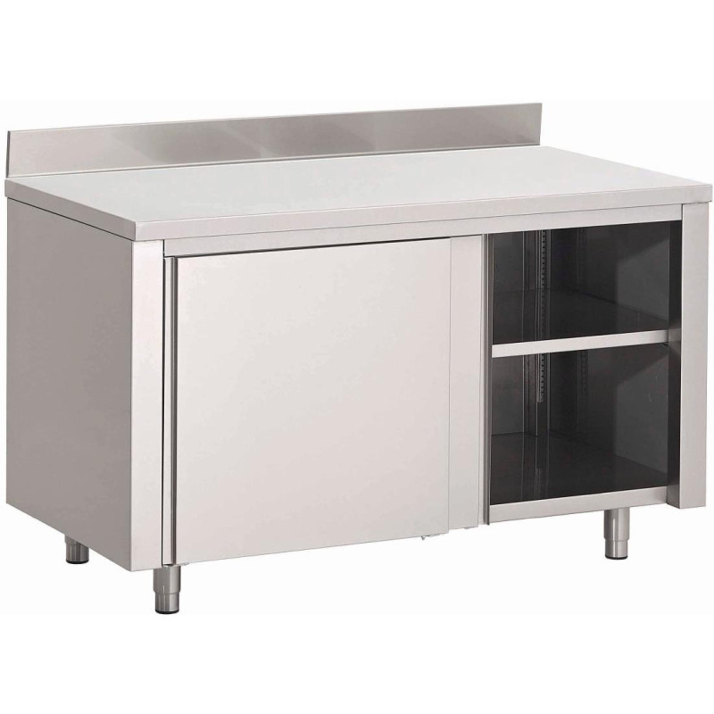 Meuble en Inox avec Portes Coulissantes et Dosseret - L 1500 x P 700mm - Gastro M Meuble en Inox avec Portes Coulissantes et Dosseret - L 1500 x P 700mm - Gastro M