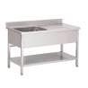 Stainless Steel Sink With Lower Shelf 1 Left Basin-L 1200 x D 700 mm - Gastro M