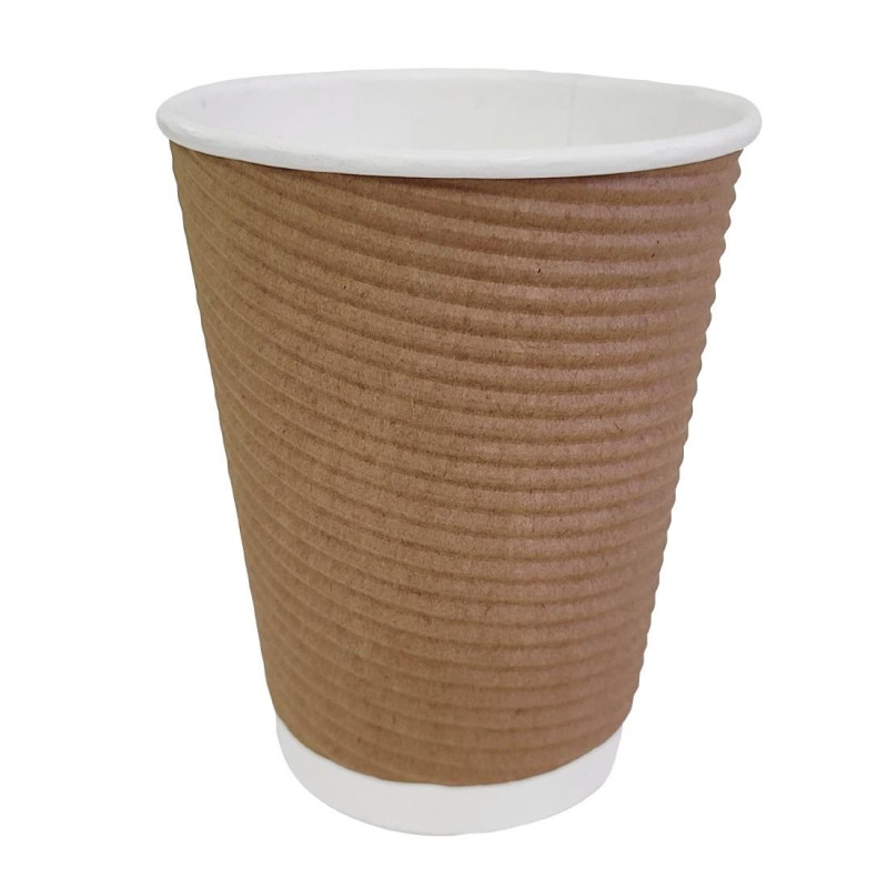 Gobelets Boissons Chaudes Paroi Isolante Ondulée Marron Clair - 340ml - Lot de 500 - Fiesta Gobelets Boissons Chaudes Paroi Isolante Ondulée Marron Clair - 340ml - Lot de 500 - Fiesta