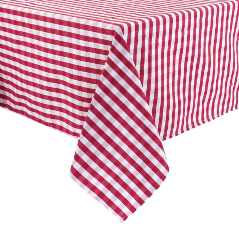 Square red checkered polyester tablecloth 1780 x 1780mm - Mitre Essentials - Fourniresto