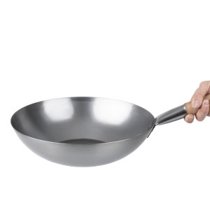 Plonas plieninis wokas - 35,6 cm - Vogue - Fourniresto