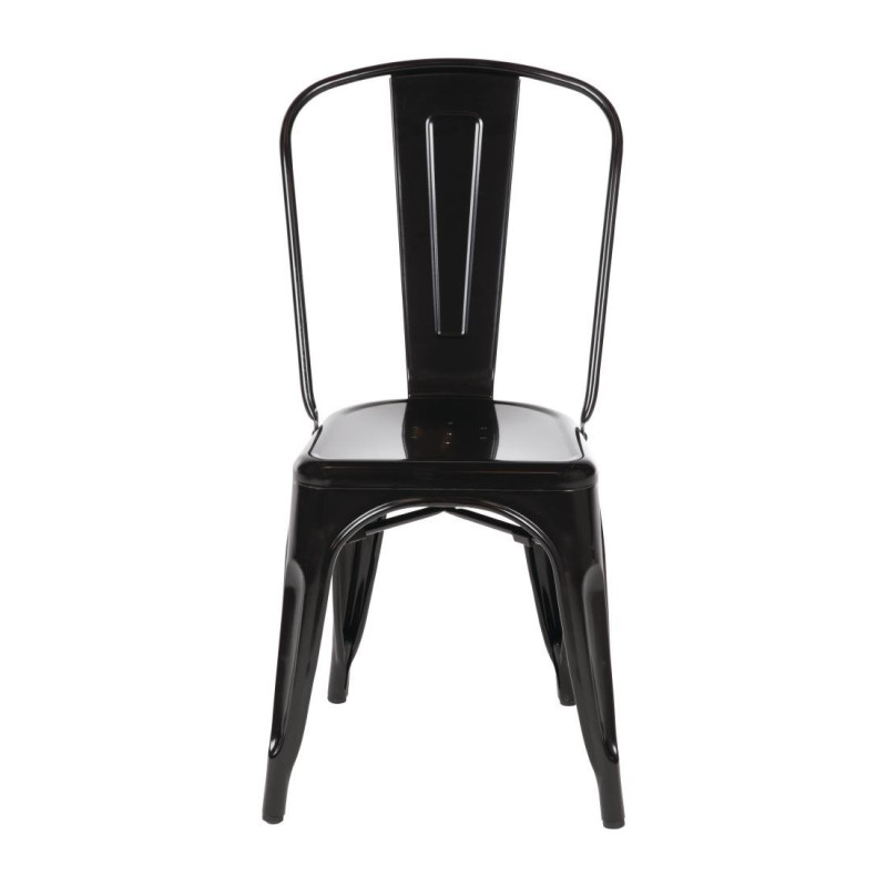 Stackable Steel Bistro Chairs - Black - Set of 4 - Bolero