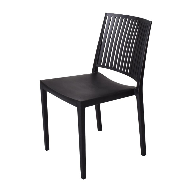 Chaises d'extérieur empilables en polypropylène noir - Confort et résistance UV, lot de 4 Chaises d'extérieur empilables en polypropylène noir - Confort et résistance UV, lot de 4