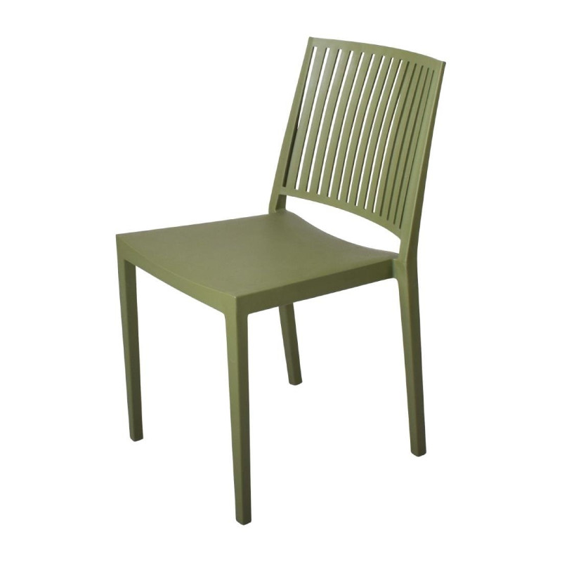 Chaises PP Empilables Baltimore Vert Olive - Confortable et Résistant UV Chaises PP Empilables Baltimore Vert Olive - Confortable et Résistant UV