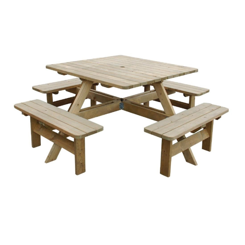 Table de Pique-nique en Bois Carrée Rowlinson 1980mm: Convivialité et Robustesse Table de Pique-nique en Bois Carrée Rowlinson 1980mm: Convivialité et Robustesse