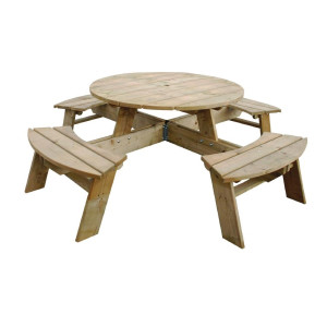 Apvalus medinis pikniko stalas 2000mm Rowlinson: Tvirtas ir elegantiškas