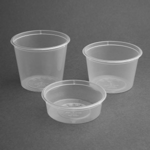 Patiekalo indeliai mikrobangų krosnelėje 50 ml - 100 vnt.: Patogus ir atsparus skaidrus plastikas