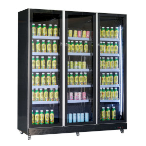 Vitrina šaldytuvas gėrimams 3 stiklinės durys juoda 1173 L - CombiSteel
