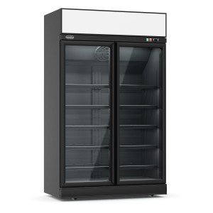 Gėrimų vitrina CombiSteel juoda - 1000 l, stiklinės durys ir LED apšvietimas
