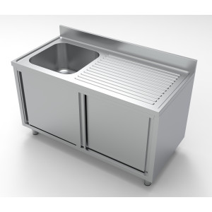Sink Unit 1 Basin and Drainer on the Right - L 1400 x D 700 mm - CombiSteel