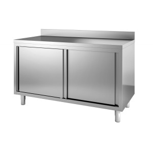 Nerūdijančio plieno apatinė spintelė su atlošu - 2 durys - L 2000 x P 600 mm - CombiSteel