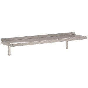 Nerūdijančio plieno sieninė lentyna su laikikliu - L 1200 x P 300 mm - CombiSteel