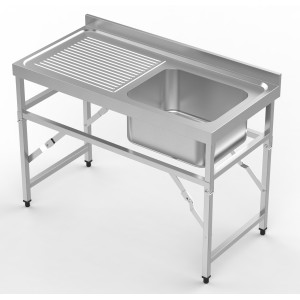 Plonge Pliante 1 Bac ir Lašintuvas kairėje su Atlošu - L 1200 x P 600 mm - CombiSteel