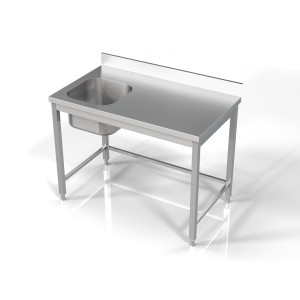 Plonge 1 Bac kairėje su atlošu - L 1200 x P 700 mm - CombiSteel