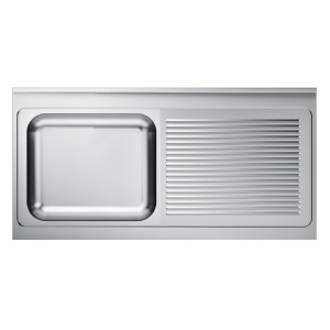 Vienos plautuvės kriauklė su nutekamuoju paviršiumi dešinėje ir atlošu - L 1400 x P 700 mm - CombiSteel