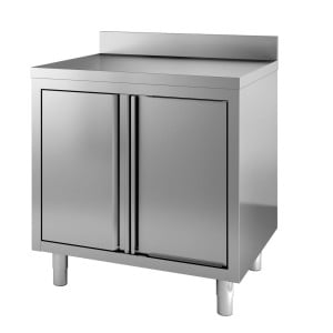 Nerūdijančio plieno žemas baldai su 2 varstomomis durimis ir atbraila - L 800 x P 700 mm - CombiSteel