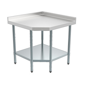 Išardomas kampinis stalas su atlošu ir lentyna - L 900 x P 700 mm - CombiSteel