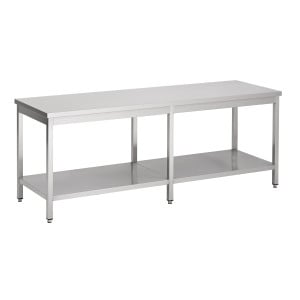 Nerūdijančio plieno stalas su lentyna - I 2400 x P 700 mm - CombiSteel