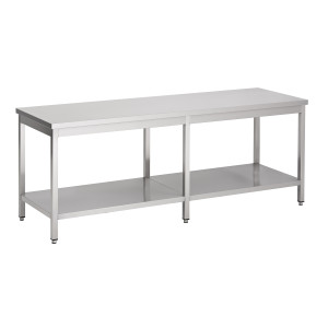 Nerūdijančio plieno stalas su lentyna - I 2200 x P 700 mm - CombiSteel