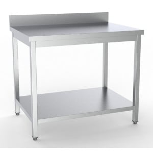Nerūdijančio plieno stalas su atlošu ir lentyna - I 1200 x P 600 mm - CombiSteel