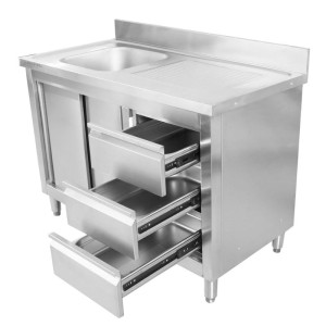 Meuble Plonge 1 Bac su atlošu - 1200 x 600 mm - Bakas kairėje - Dynasteel