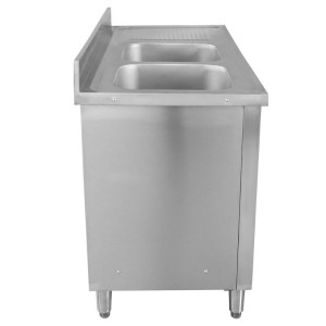 Meuble Plonge 2 Bacs su Atlošu - 1400 x 600 mm - Bakas kairėje - Dynasteel