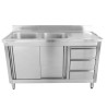 Meuble Plonge 2 Bacs su Atlošu - 1400 x 600 mm - Bakas kairėje - Dynasteel