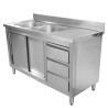 Meuble Plonge 2 Bacs su Atlošu - 1400 x 600 mm - Bakas kairėje - Dynasteel