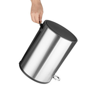 Apvali pedalinė šiukšliadėžė iš šlifuoto plieno - 3 L - Jantex