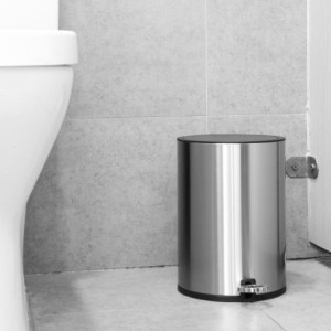 Apvali pedalinė šiukšliadėžė iš šlifuoto plieno - 3 L - Jantex