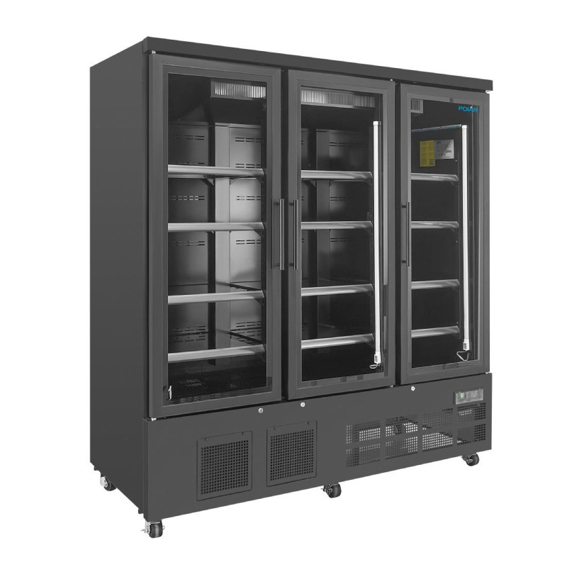 3-Door Refrigerated Display Case - 1156 L - Positive Black - Polar 3-Door Refrigerated Display Case - 1156 L - Positive Black - Polar