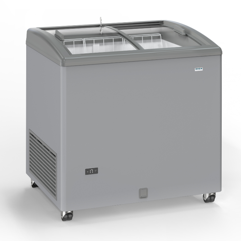 Congélateur Aspect Inox à Portes Coulissantes Vitrées - 170 L - TENSAI