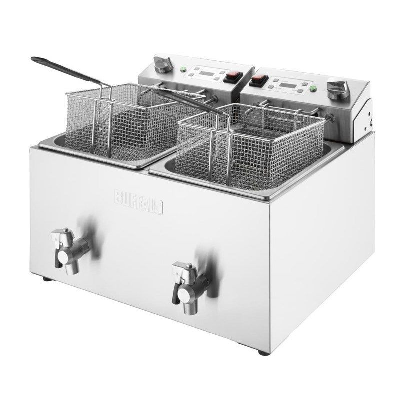 Dviguba elektrinė gruzdintuvė su laikmačiu - 2 x 8 L - Buffalo Dviguba elektrinė gruzdintuvė su laikmačiu - 2 x 8 L - Buffalo