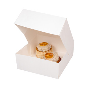 Boîte Pâtissière en Carton Blanc - 29 x 29 cm - Lot de 50 - FourniResto