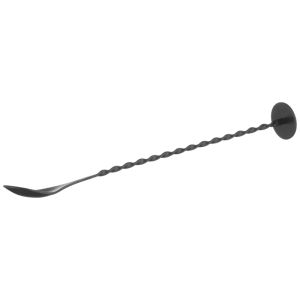 Kokteilių šaukštas su grūstuvu juodas - 280 mm