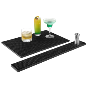 Black Rubber Bar Mat - 300x150 mm