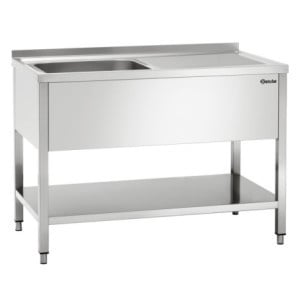 Sink 1 Basin with Backsplash and Lower Shelf - L 1200 x D 700 mm - Bartscher