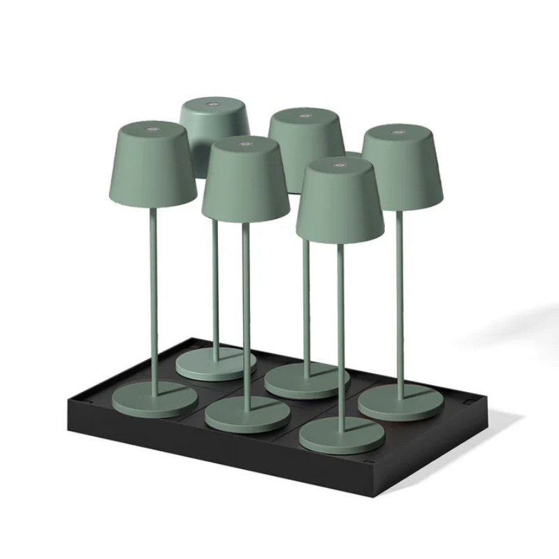 Lampe de Table Touch LED Kelly Olive avec Plateau de Chargement - Lot de 6 - Lumisky
