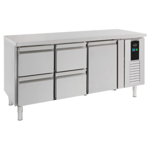 Positive Refrigerated Table with 1 Door and 4 Drawers Energy Line - 291 L
