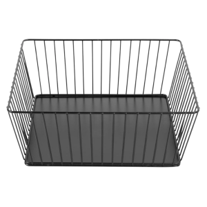 Kvadratinis juodas metalinis pristatymo krepšelis - 280x280x100 mm