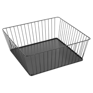 Kvadratinis juodas metalinis pristatymo krepšelis - 280x280x100 mm