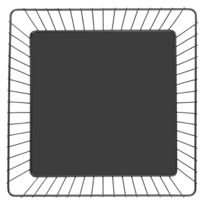 Kvadratinis juodas metalinis pristatymo krepšelis - 280x280x100 mm